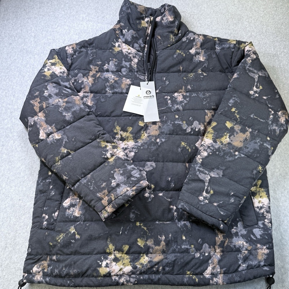 Mono B AJ-B1007 Women's 1/4 Zip Puffer Jacket‎ Tie-Dye Print Black Small
